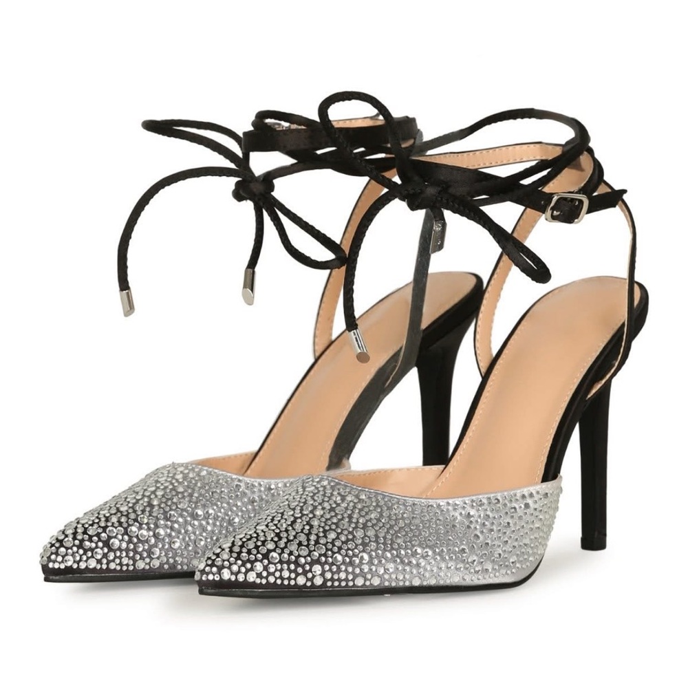 Elegant Silver and Black Women's Heels